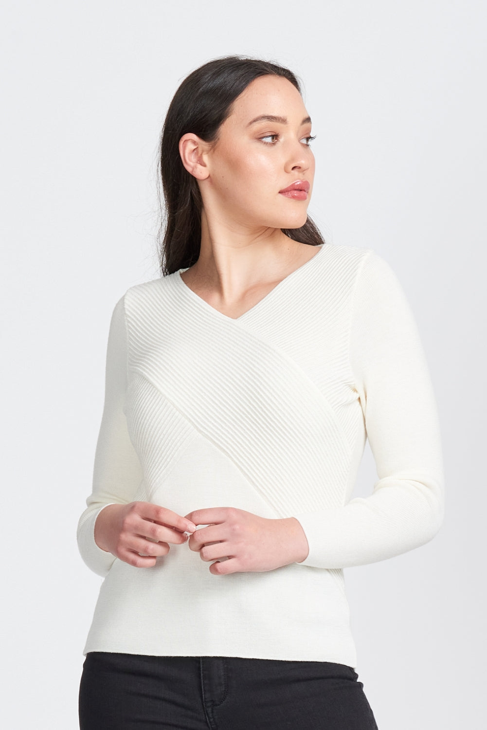 Merino Wool Long Sleeve Rib Wrap - Royal Merino