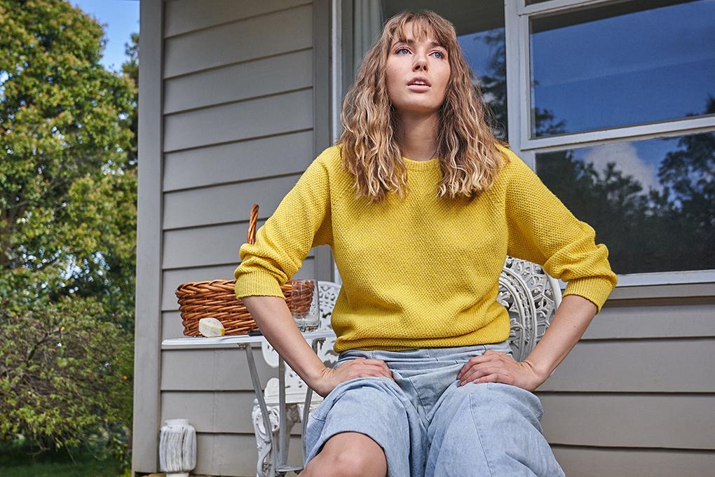 Cotton + Merino Penny Textured Jumper - Lothlorian Knitwear